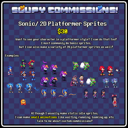 Sonic-styled/ 2D Platformer Sprites Commission