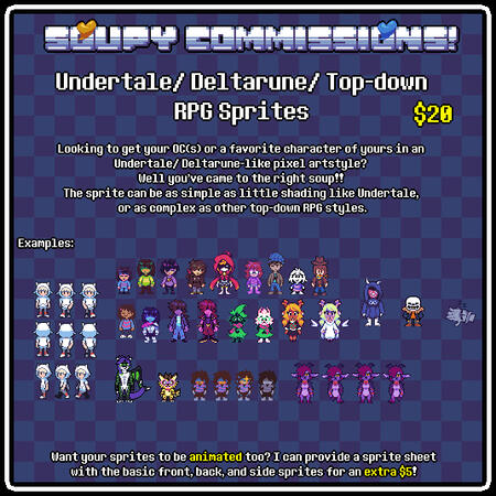 Undertale-styled/ Top-Down RPG Sprites Commission
